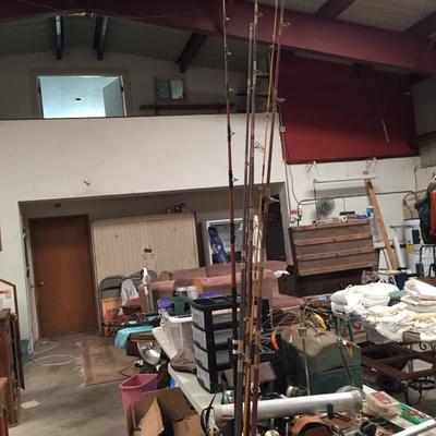 Fishing poles, Bamboo, reels, lure, fly fishing. Tackle boxes etc... lots to choose from