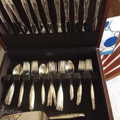 Gorhan Sterling 12 place setting plus serving pieces and case