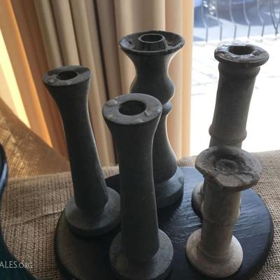 Carved soapstone candle holders