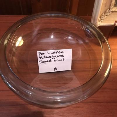 Signed Holmegaard Glass Bowl