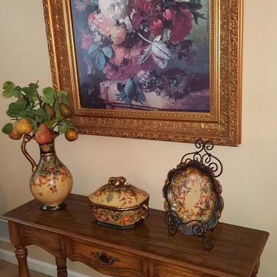 sofa table with art above 