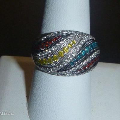 14K colored diamond Rainbow Ring.