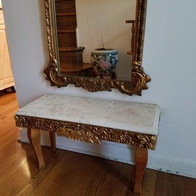 Matching Entryway Mirror and Marble Top Bench