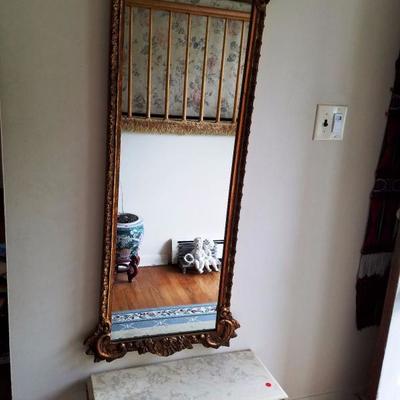 Matching Entryway Mirror and Marble Top Bench