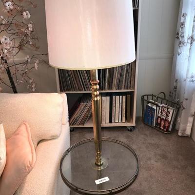 FLOOR LAMP WITH GLASS ROUND SHELF