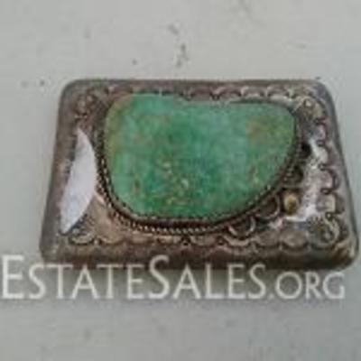 Sterling & Turquoise Belt Buckle