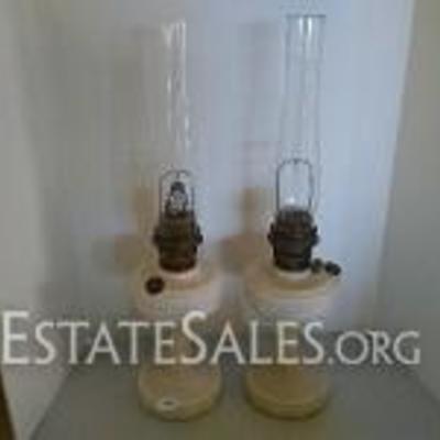 Vintage Aladdin White Milk Glass Oil Lamps