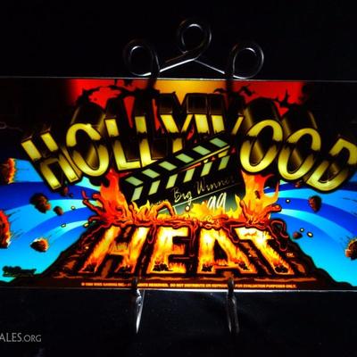 HOLLYWOOD HEAT PAINTED SLOT MACHINE BACKGLASS PANEL
