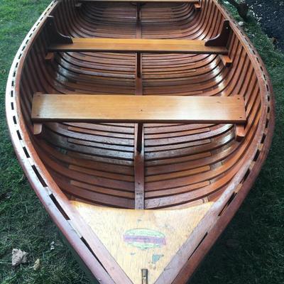 MINT & RARE -All Original 12' Old Towne Canvas Wrapped Cedar Rowboat (Serial #156416) Complete with Cedar Oars, Brass Oar Locks & Leather...