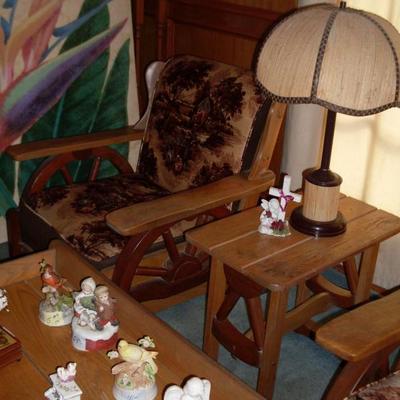 WESTERN STYLE CHAIR AND END TABLE