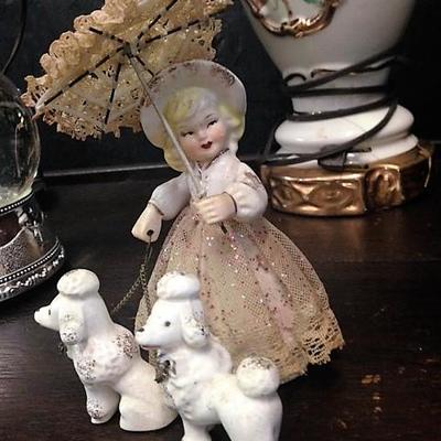 Porcelain Lady with Parasol and Poodles