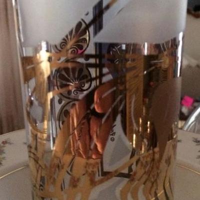 Fred Press Gold Horse and Chariot Tall Highball Tumblers Set of 8
$175.00