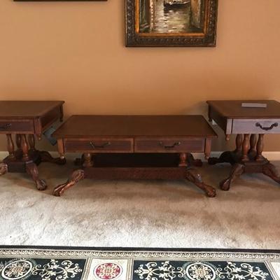 Ashley Furniture coffee table set, with claw feet 