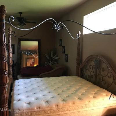 King Wrought Iron Canopy Bed with Sealy Posture Pedic Mattress 