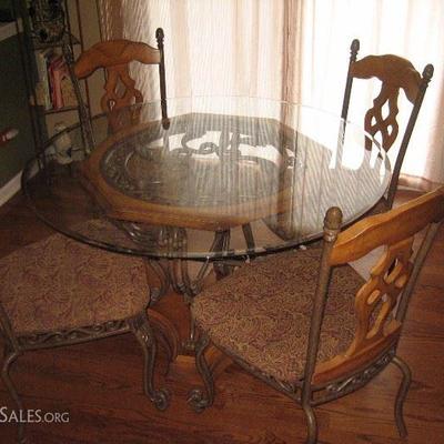 Glass Top Dinette set. 4 chairs $325