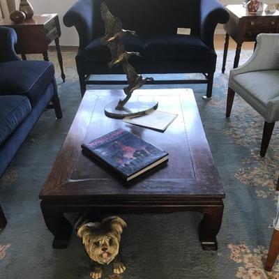 Chinese Style Coffee Table with Bob Winship Bronze