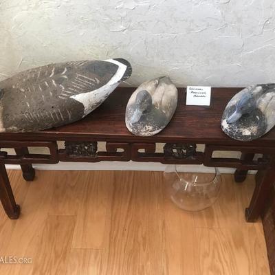 Chinese Rosewood Bench with Decoys