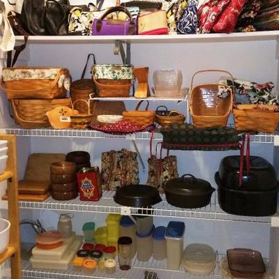 Roaster, Griswold, tupperware, dishes, purses, longaberger
