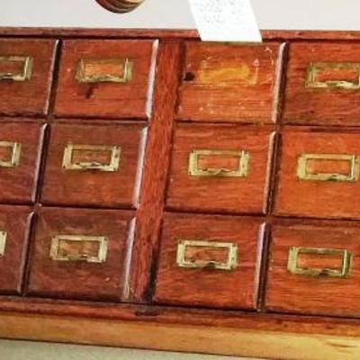 Vintage Library card catalogue type cabinet-has sides on drawers