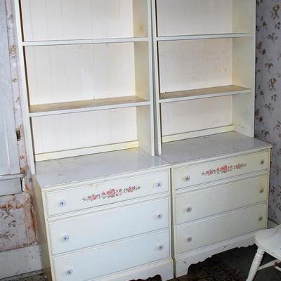 2 White Painted Chests with Shelves