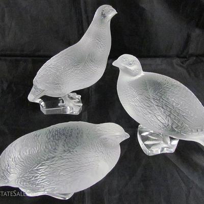 Lalique Crystal Quail:  Tall Standing (6 3/4