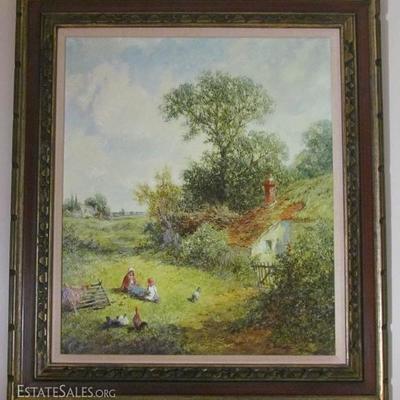 James E. Meadows (1828-1888) "Rustic Peace" (Canvas 22" x 26") Total Measurements (30" x 34" Framed)