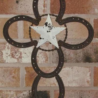Vintage Horseshoe Cross Wall Plaque