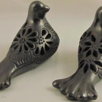 Santa Clara Style Black Ceramic Birds