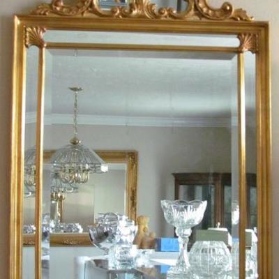 Carvers' Guild Shell Chippendale Bevel Mirror with Gold Leaf Finish in an 18th Century looking glass   Rococo style, the Shell...