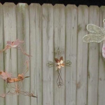 Misc. Metal Yard/Fence Art: Crosses, Dragon Fly, etc.