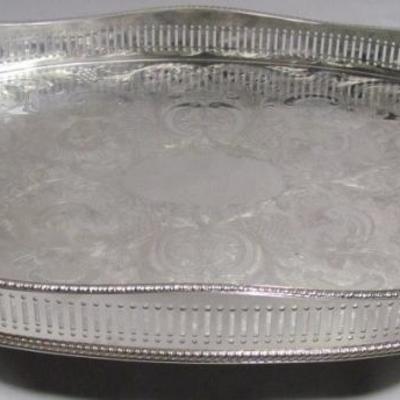 Reed and Barton Large Oval Footed Gallery Serving Tray