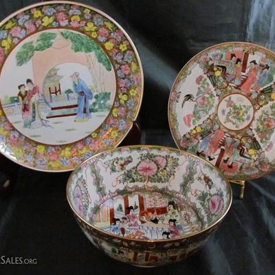 Oriental style bowl and plates