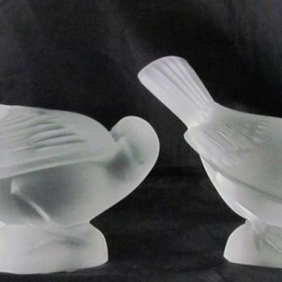 Lalique Crystal:  Each piece etched with Lalique France on back of the base. The Sparrow figurines are one of the classics of Lalique....