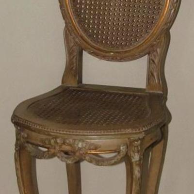 Italian Dainty Cabriole Leg Cane Back and Seat Lady's Side Chair 