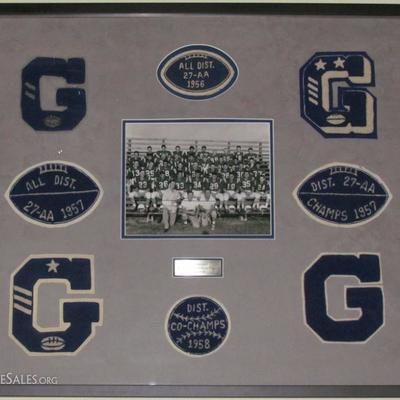 Goliad Texas 1956-1958 All District Champs Football Team Photograph, Football Letters and Patches