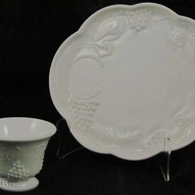 Indiana Glass "Vintage" White Milk Glass Snack Set (24 Available)