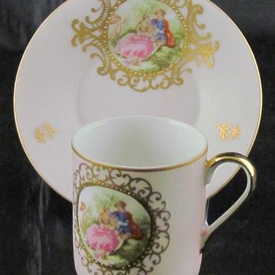 Left on Courting Scene Demitasse Cup and Saucer