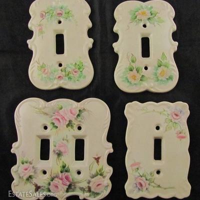 Hand Painted Pink Roses Light Switch Plate Covers