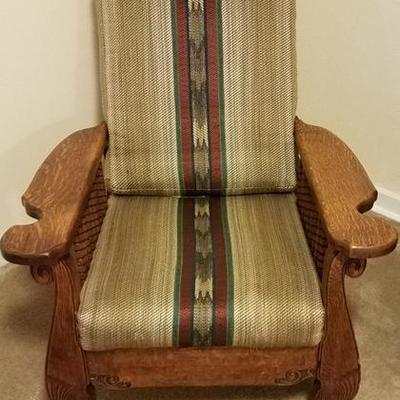 Beautiful Carved Wood Chair with Custom Upholstery