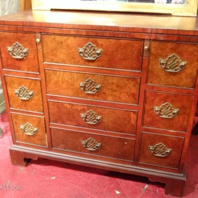 BAKER FURNITURE MAHOGANY 10 DRAWER CHEST WITH FLIP TOP WRITING DESK