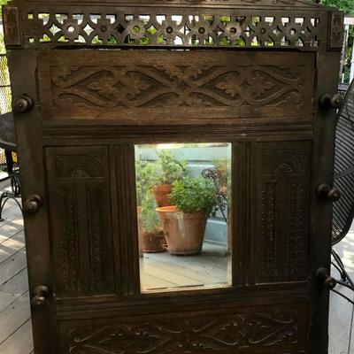 Antique Carved wood wall hat tree