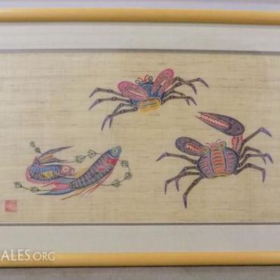 HHK016 Framed Oriental Print on Fabric