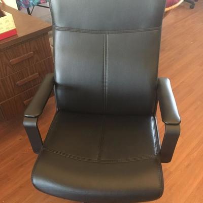 Ikea Millberget Padded Desk Chair in Black Faux Leather - w/ Wheels, Adjustable