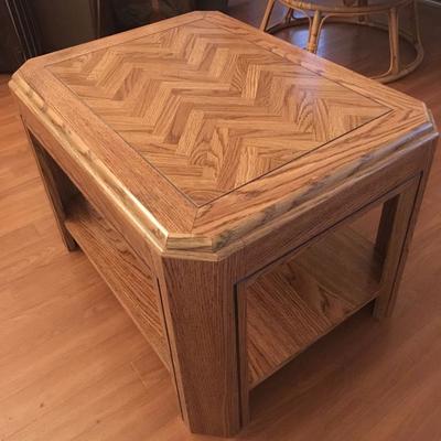 Chevron-Patterned Transitional Wood Coffee Table/End Table/Accent Table. Sturdy and beautiful!
