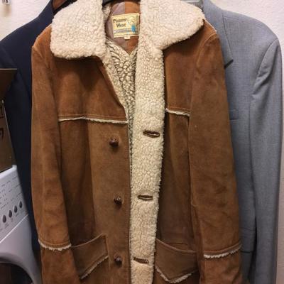 Fleece-Lined Suede Leather Overcoat
