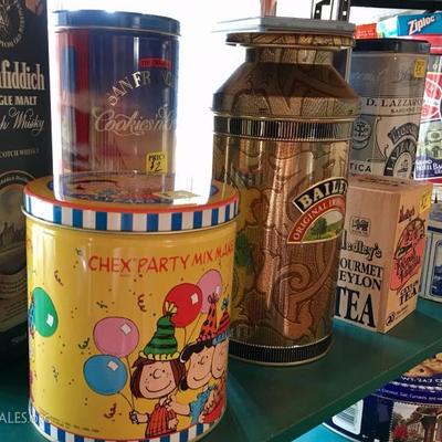 Vintage Liquor Tins, Cookie Tins, Popcorn Tins, Shoe Polish Tins