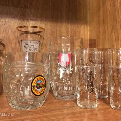 Authentic Beer Steins from West German Breweries (West Germany), Frankenwein Tasting Glasses, set of 6 (West Germany), Tuborg Gold-Rimmed...