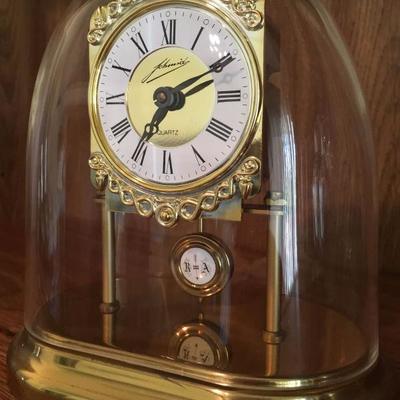 Vintage Schmid Gold Mantel Quartz Pendulum Clock (West Germany)