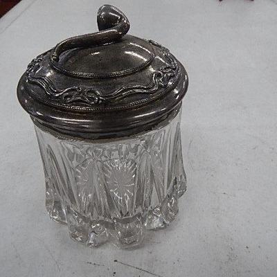 Antique Glass & Silver Tobacco Jar