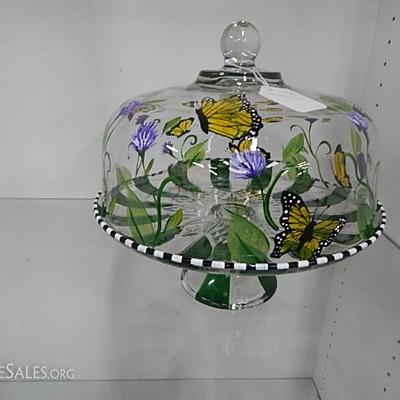 Butterfly Garden Covered Cake Stand